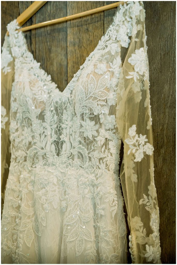 lace wedding dress with long sleeves detail shots on nashville wedding day