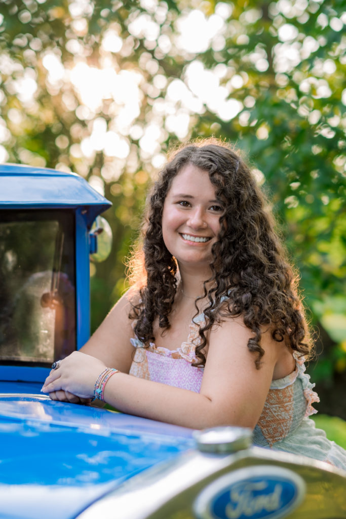 young woman smiling on truck during Chickamauga Battlefield Outdoor Session 