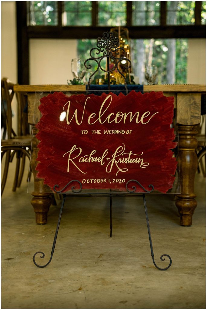welcome wedding sign at rustic chic tennessee wedding