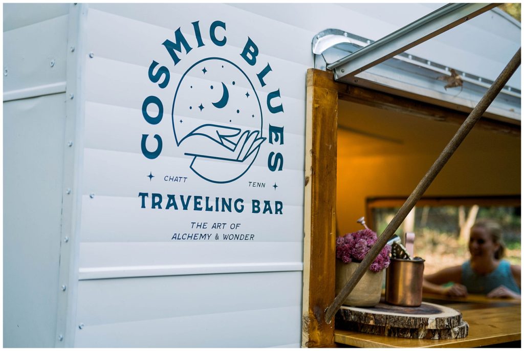 Cosmic blues mobile bar for wedding ceremonies and birthday parties