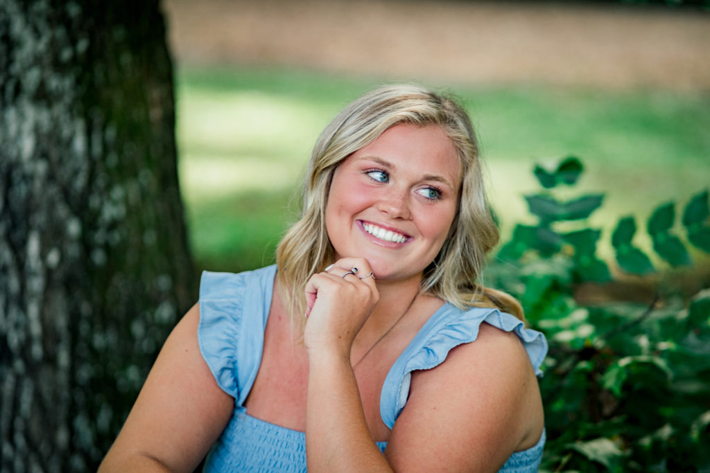 Tennessee senior smiling during outdoor chattanooga senior session
