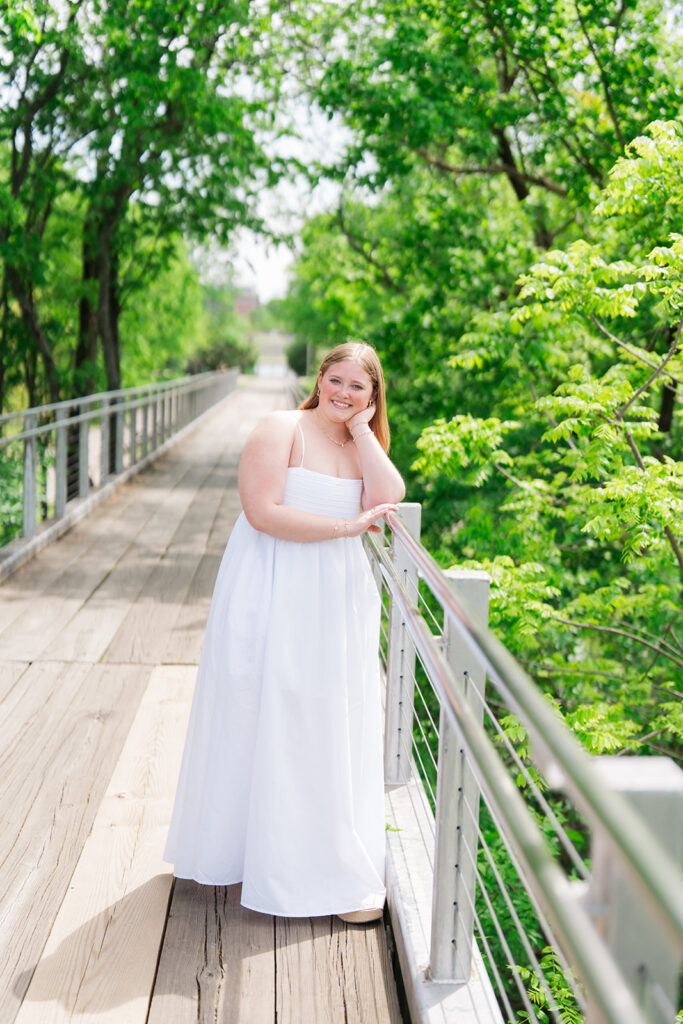 Lauren posing on a bridge at Renaissance Park | Downtown Chattanooga senior pictures | Bess Pics Photography