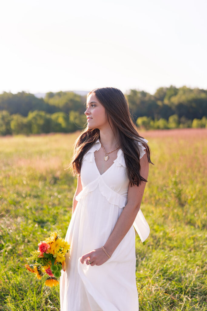 Open field fall senior photos near Raccoon Mountain in Chattanooga