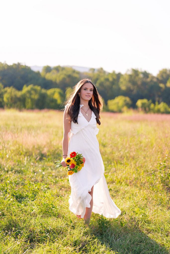 Open field fall senior photos near Raccoon Mountain in Chattanooga